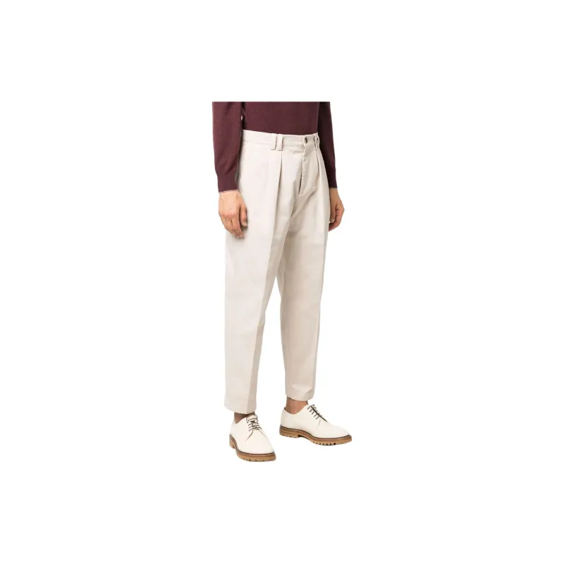 Brunello Cucinelli Mid rise Tapered Cotton Trousers-4