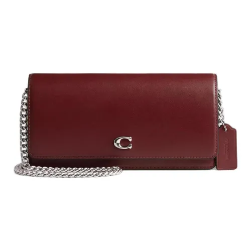 COACH Wallet Calfskin Wallet, Crossbody Bag, Shoulder Bag Small Size Women's Burgundy