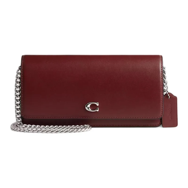 COACH Calfskin Wallet, Crossbody Bag, Shoulder Bag Trumpets Women's Burgundy-0