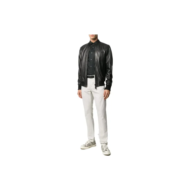 PHILIPP PLEIN Leather Jackets Men Black-1