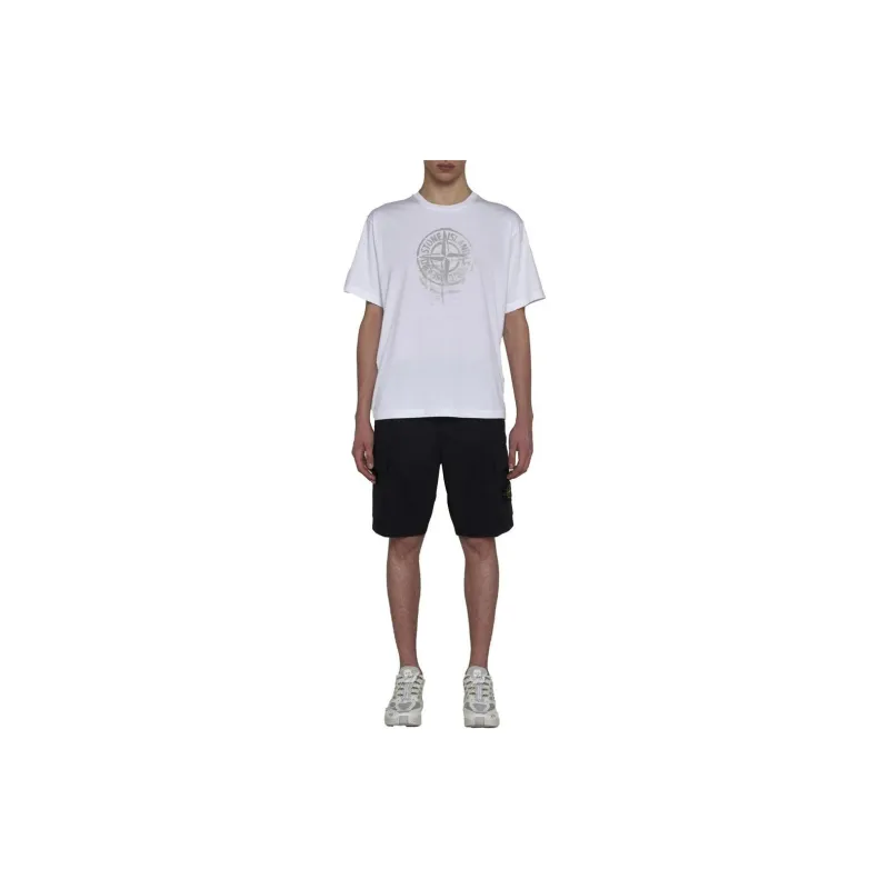 STONE ISLAND Compass badge Cotton Cargo Shorts-4