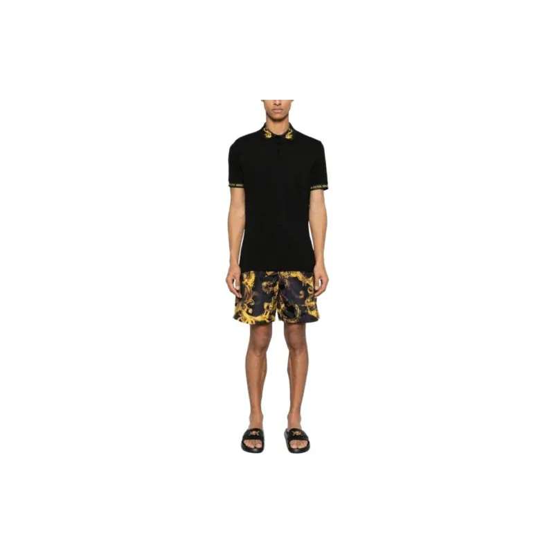 VERSACE JEANS COUTURE Barocco Trim Short Sleeved Polo Shirt-2