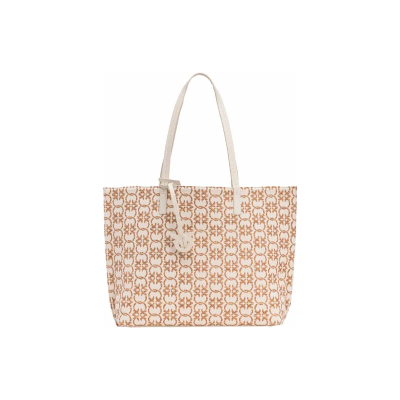 PINKO Polyurethane Tote Bag Shopping Bag Handbag Large Size Women's Khaki-0