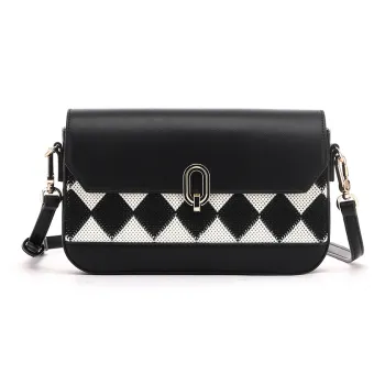 RED DRAGONFLY Fabric, PU Crossbody Bag Regular Women's Black White