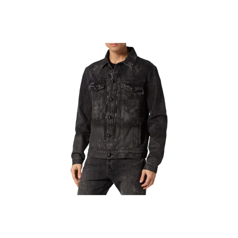 PHILIPP PLEIN Crystal skull Denim Jacket-1