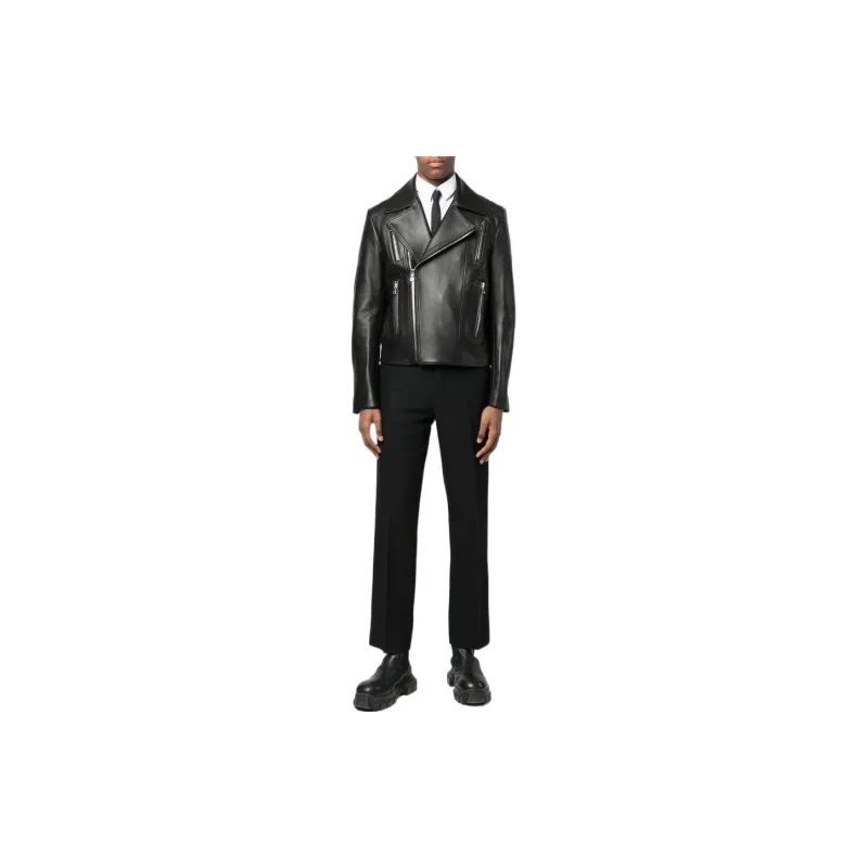 BALMAIN Leather Jackets Men Black-2