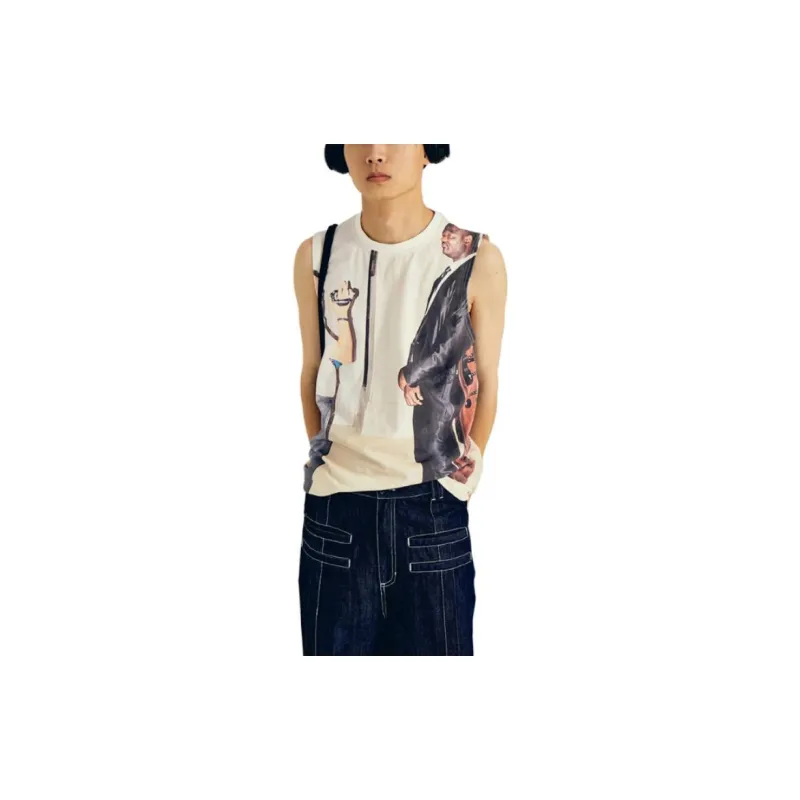 Crying Center Tank Top Unisex White-1