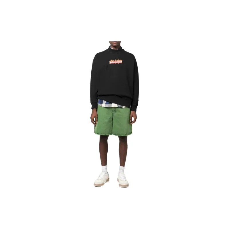 PALM ANGELS Burning Logo Print Distressed Sweatshirt-1