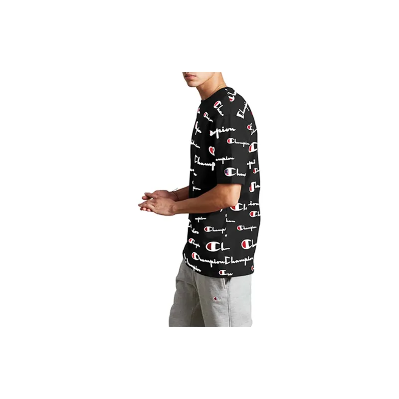 Champion Straight T Shirt US Version Unisex Black-3
