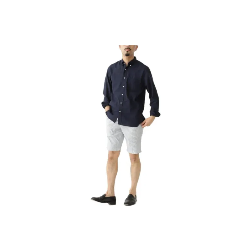 Beams Casual Shorts Men Blue With White Lettering-5