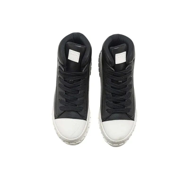 Both Tires Platform High Top Skateboard Shoes Unisex Black-5
