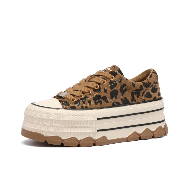 C°BANNER Mid-Top Skateboard Shoes Women's Leopard Print-1