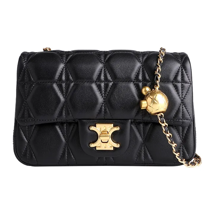 Clannad Sheepskin Crossbody Bags Shoulder Bags Small Size Women's Black-3