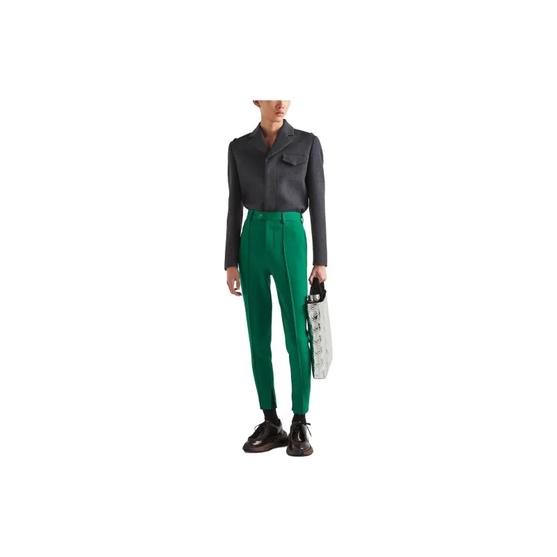 PRADA High Waist Tapered Leg Trousers-9