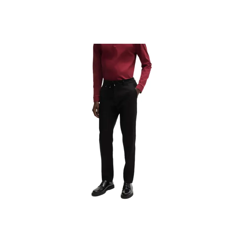 HUGO BOSS Slim-Fit Trousers In Pure Linen Casual Pants Men's Black-2