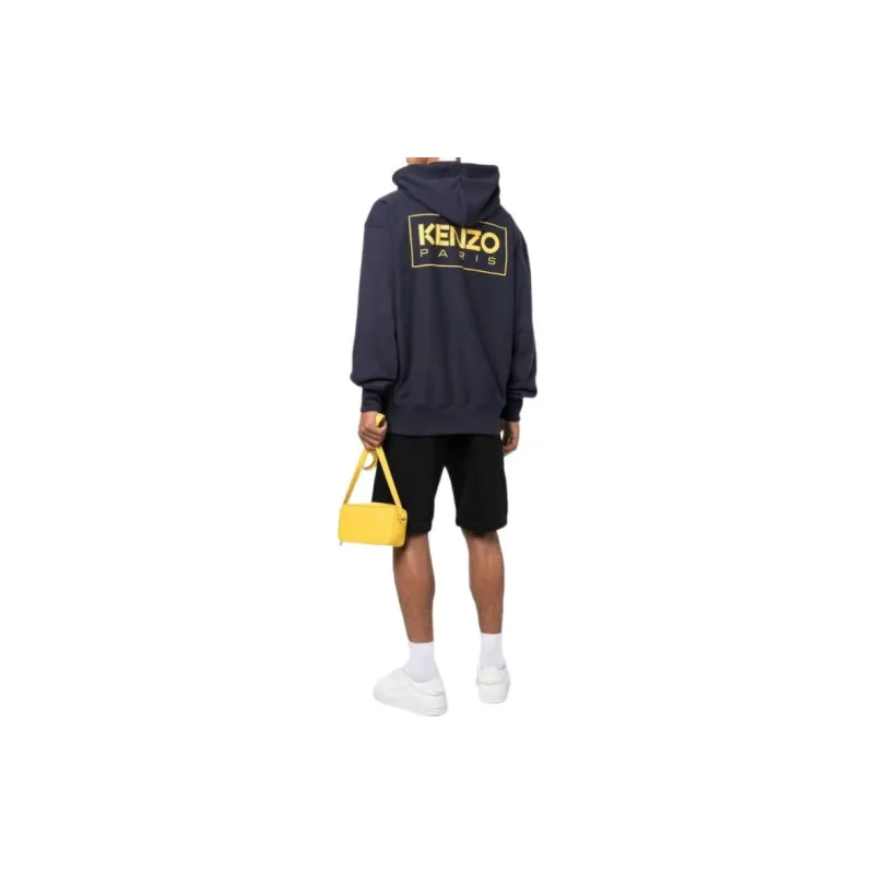 KENZO Logo Printed Pouch Pocket Hoodie-3