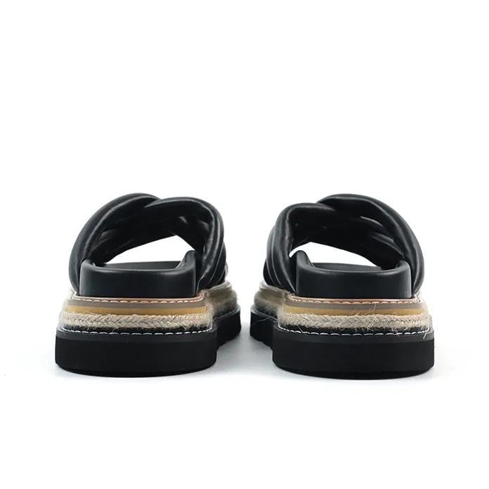 BLOCCO5 EVA Woven Cuffed Abrasion Resistant Slide Slippers Women's Black-2