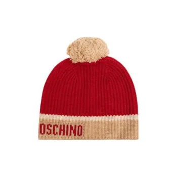 MOSCHINO Logo Intarsia Pompom Beanie