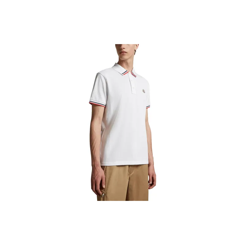 Moncler Logo Patch Short-Sleeved Polo Shirt White-3