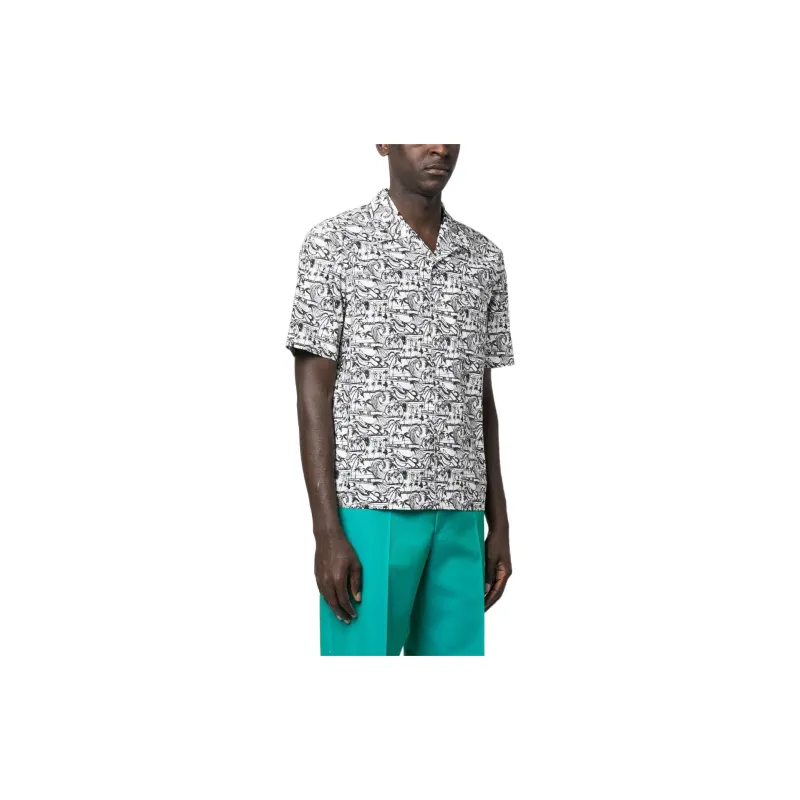 PALM ANGELS Allover Graphic Printed Short Sleeved Shirt-3