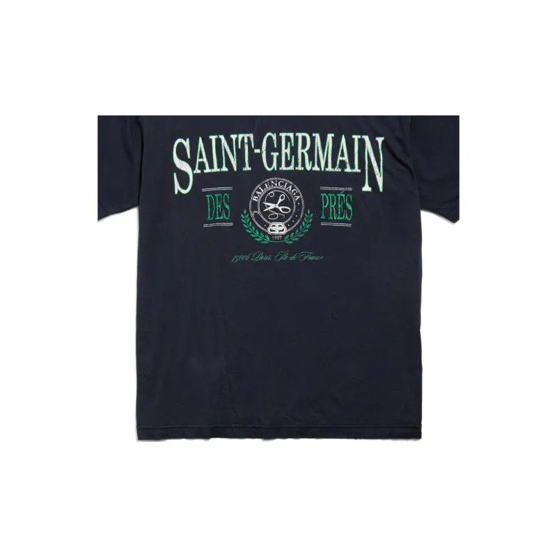 Balenciaga T Shirt Slim Fit Unisex Dark Blue-4