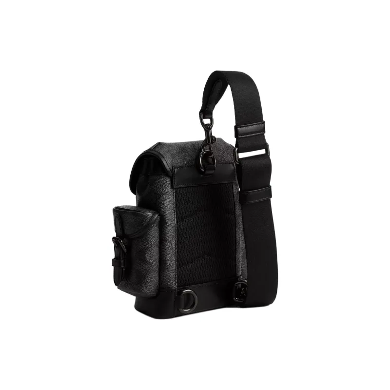 COACH Hitch Coated Canvas Shoulder Bag, Crossbody Bag Mini Men's Charcoal-1
