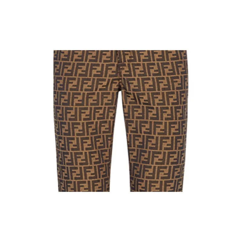 FENDI Pre Owned Zucca print Cropped Jeans-5