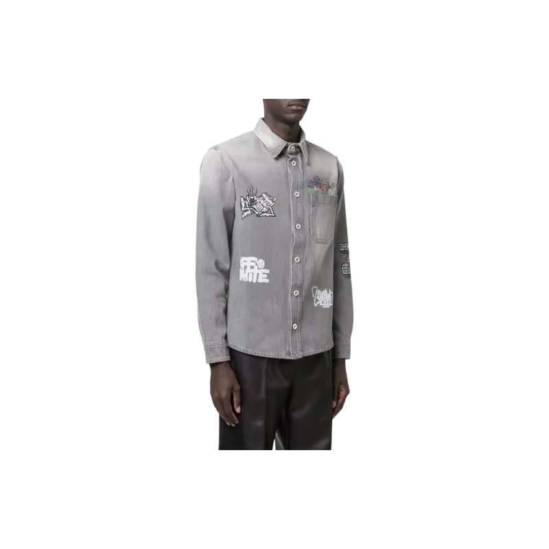 OFF WHITE X Graffiti Milano By Leonardo Totino Denim Shirt-3