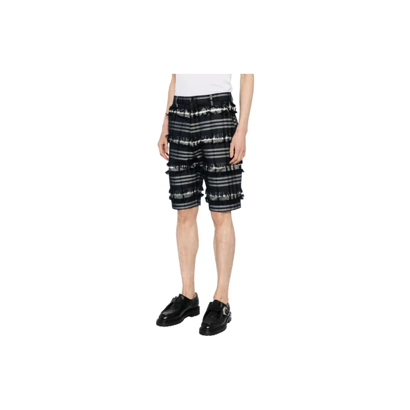 HENRIK VIBSKOV Check-print Frayed Shorts-3
