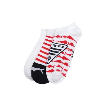 Columbia Columbia Men Pack Of 3 Patterned PFG Elemets No Show Socks Ankle Socks Men 3 Pack White