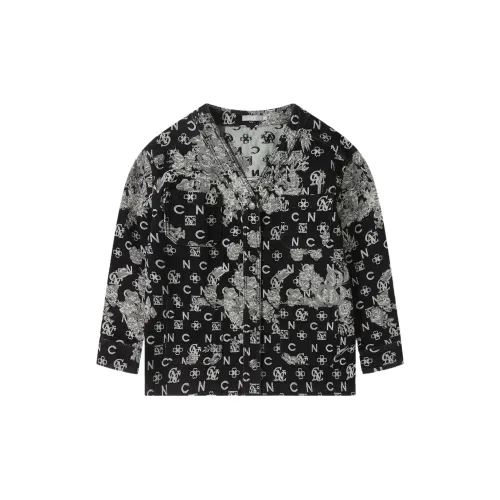 C'N'C Denim Jackets Women's Black Floral Edition