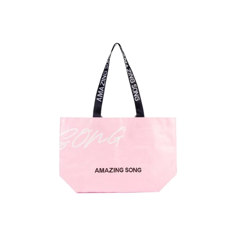 AMAZING SONG Polypropylene Tote Bag Shopping Bag Handbag Shoulder Bag Small Size Women's Soft White/Soft Pink-5
