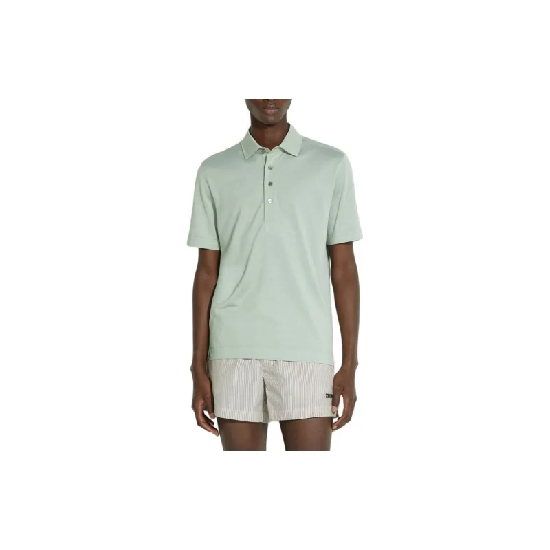 Zegna SS24 Polo Shirt Men Gray Green-1