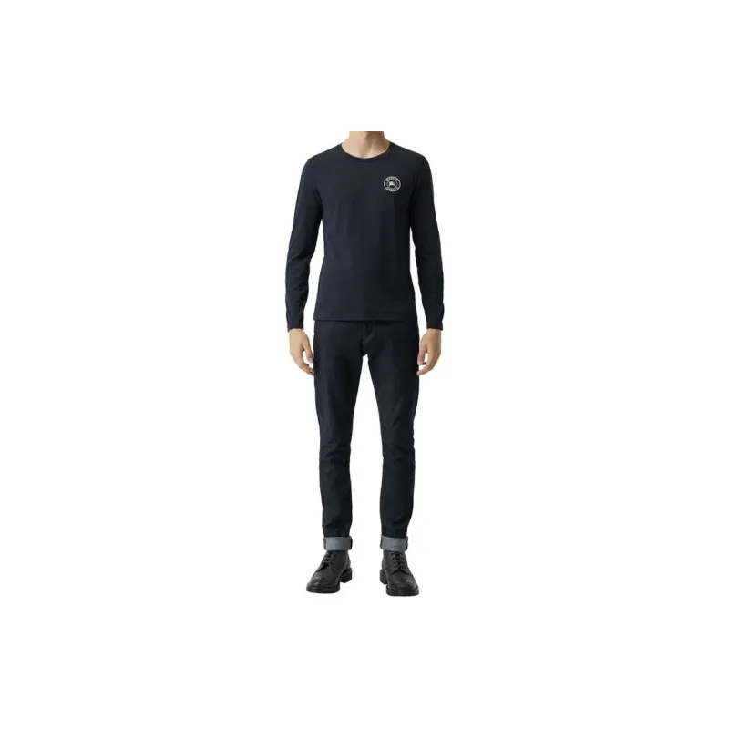 Burberry Embroidered Logo Cotton Long Sleeve T shirt-3
