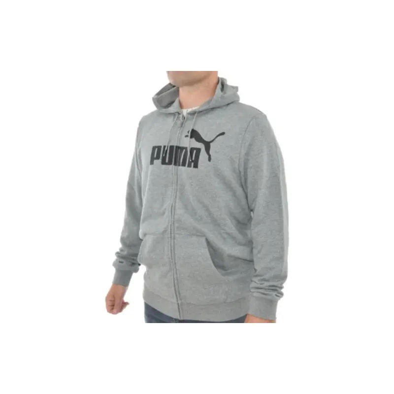 PUMA Essentials Big Logo Full-Zip Hoodie Sweatshirt Men's Gray-2