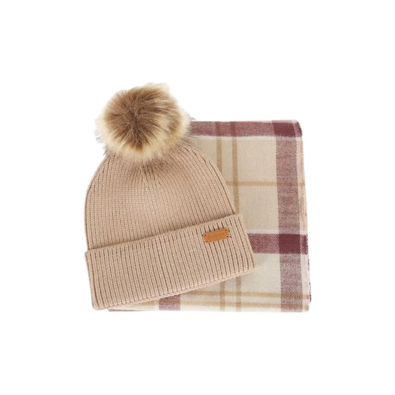 BARBOUR Dover Beanie & Hailes Fringed Scarf-0
