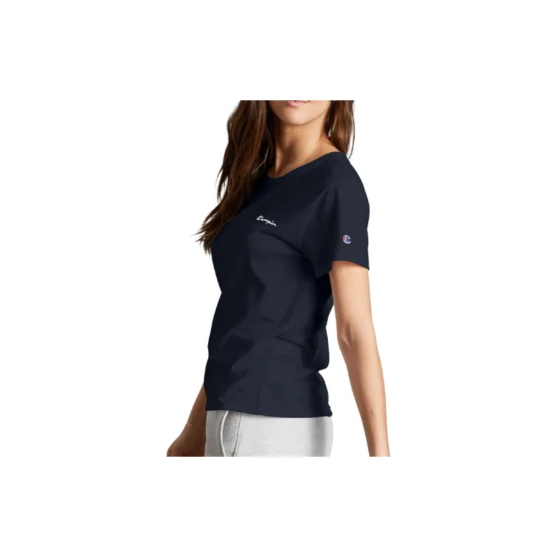 Champion Crew Neck Fitted Straight Short Sleeved T Shirt US Version Unisex Navy Blue-2