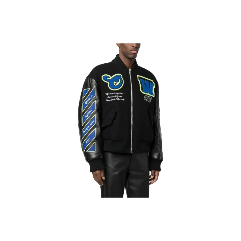 OFF WHITE Logic Patch Varsity Jacket-3