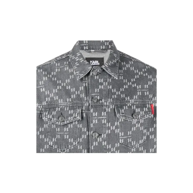 KARL LAGERFELD / Karl Lagerfeld Jeans Monogram-jacquard Denim Jacket-5