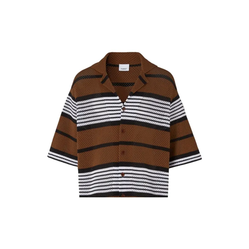 Burberry Short sleeve Stripe Print Nylon Oversized Shirt-4