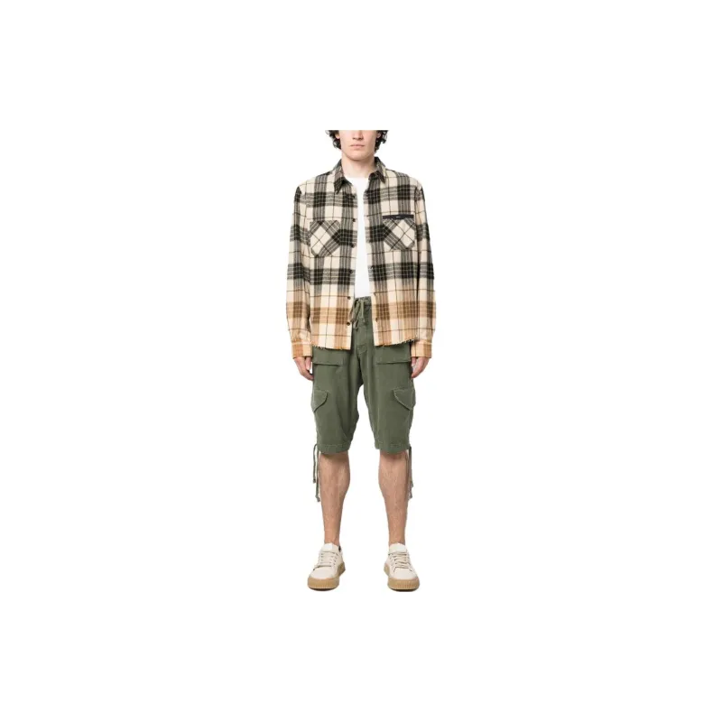 GREG LAUREN Brushed Cotton-twill Cargo Shorts-1