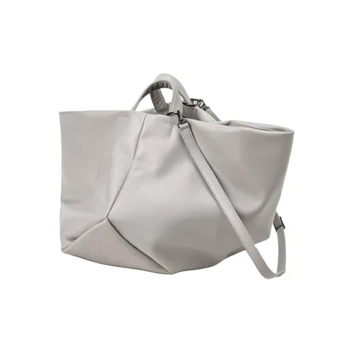 Yohji Yamamoto Cow Leather Crossbody One Shoulder Handbags Unisex Silver Gray