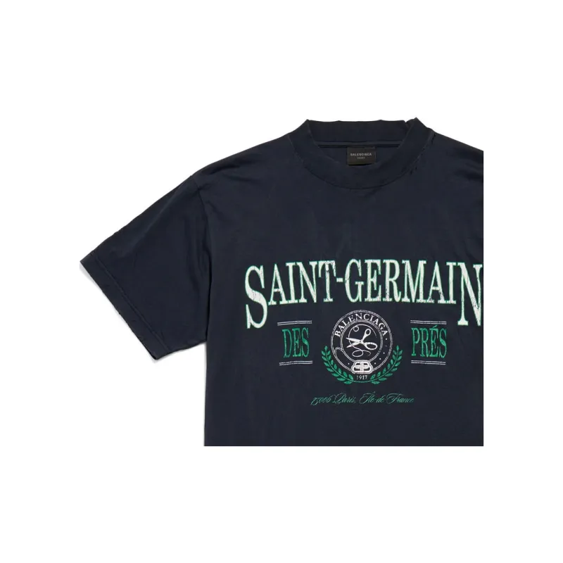 Balenciaga T Shirt Slim Fit Unisex Dark Blue-2