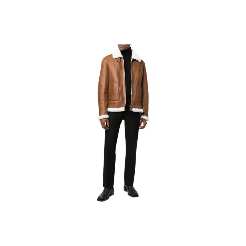 PHILIPP PLEIN SS23 Leather Jacket Men's Umber-1