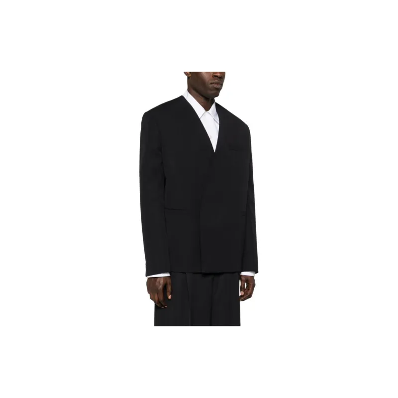 Jacquemus Collarless Blazer Business Suit Men's Black-4