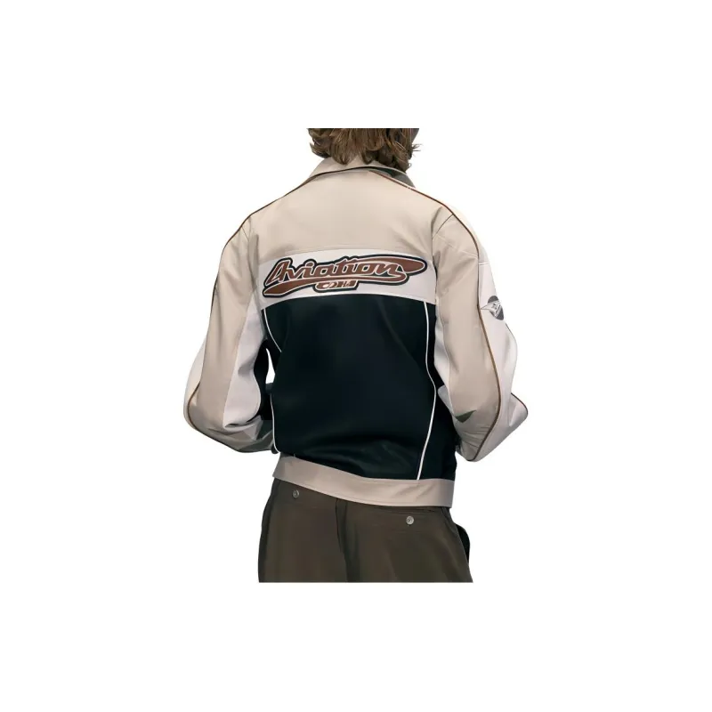 C2H4 Leather Jacket Men's Black+Khaki+Ecru Multicolor-4