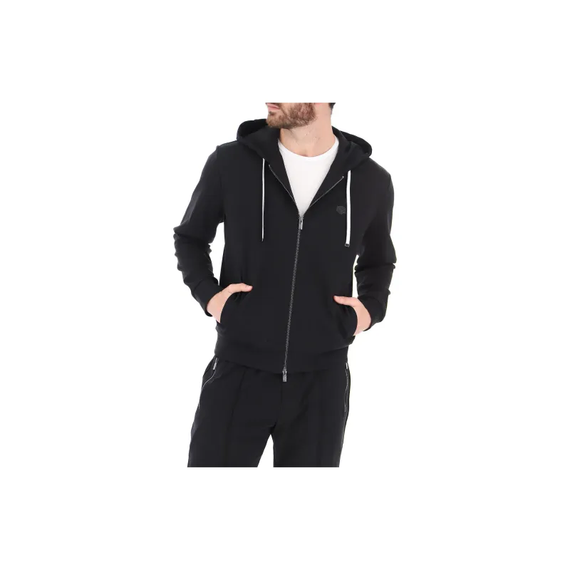 EMPORIO ARMANI Logo Patch Zipped Drawstring Hoodie-3