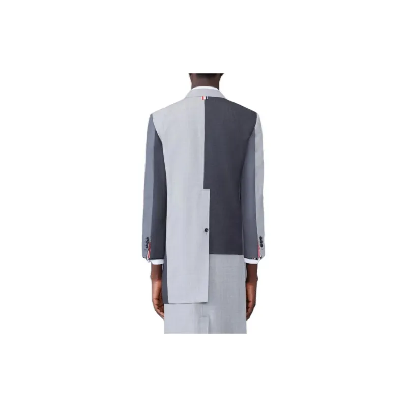 THOM BROWNE Colour block Double breasted Coat-4