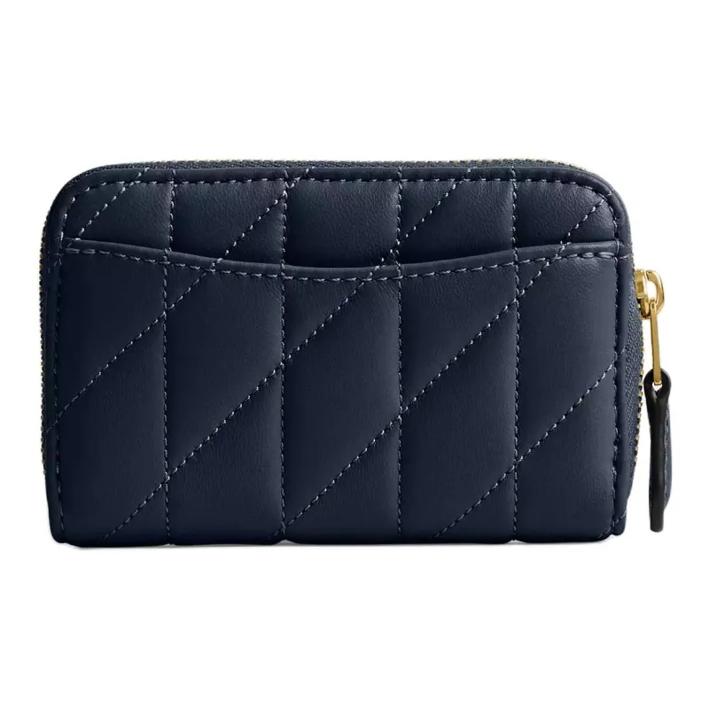 COACH Zip Around Nappa Leather Wallet Small Size Women's Marine Blue-1