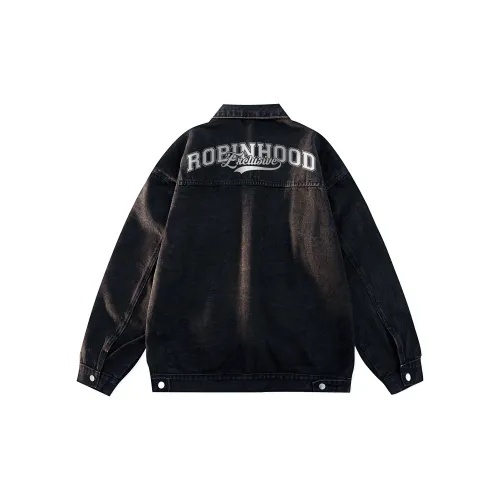 ROBINHOOD Denim Jackets Unisex Distressed White/Black